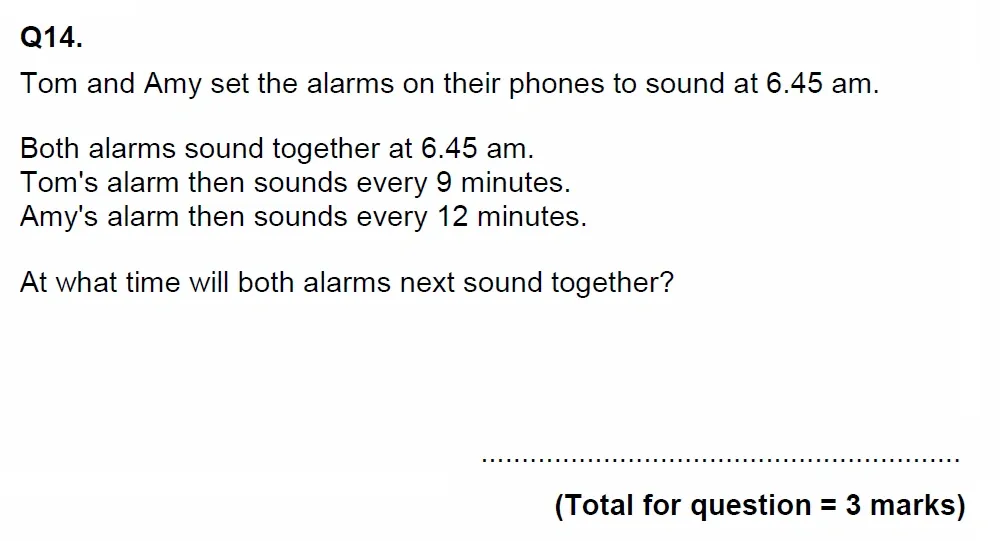 Question 14 - EPSOM College Year 9 Maths Specimen Paper