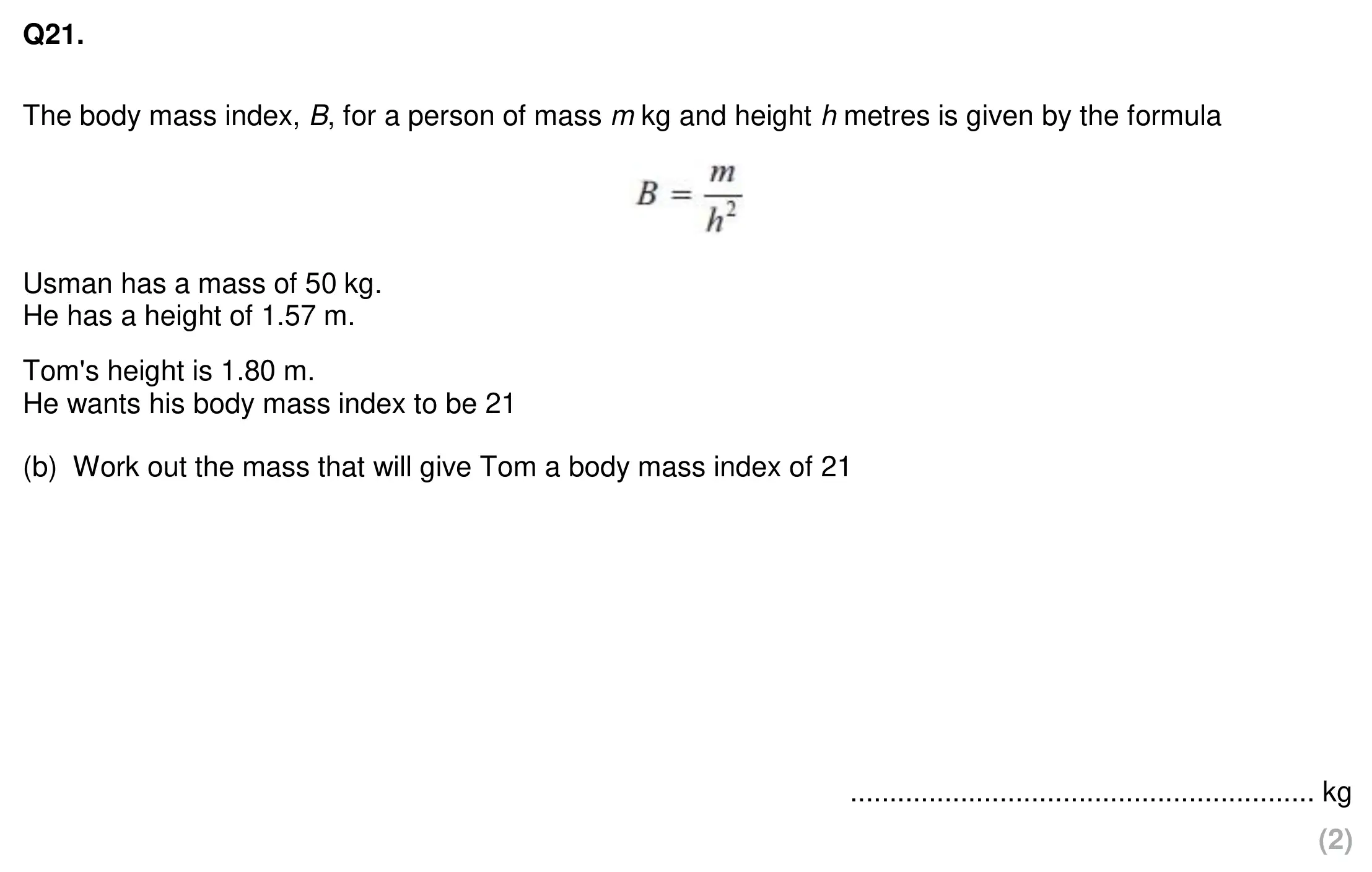 Question 21(b) - EPSOM College Year 9 Maths Specimen Paper 2026