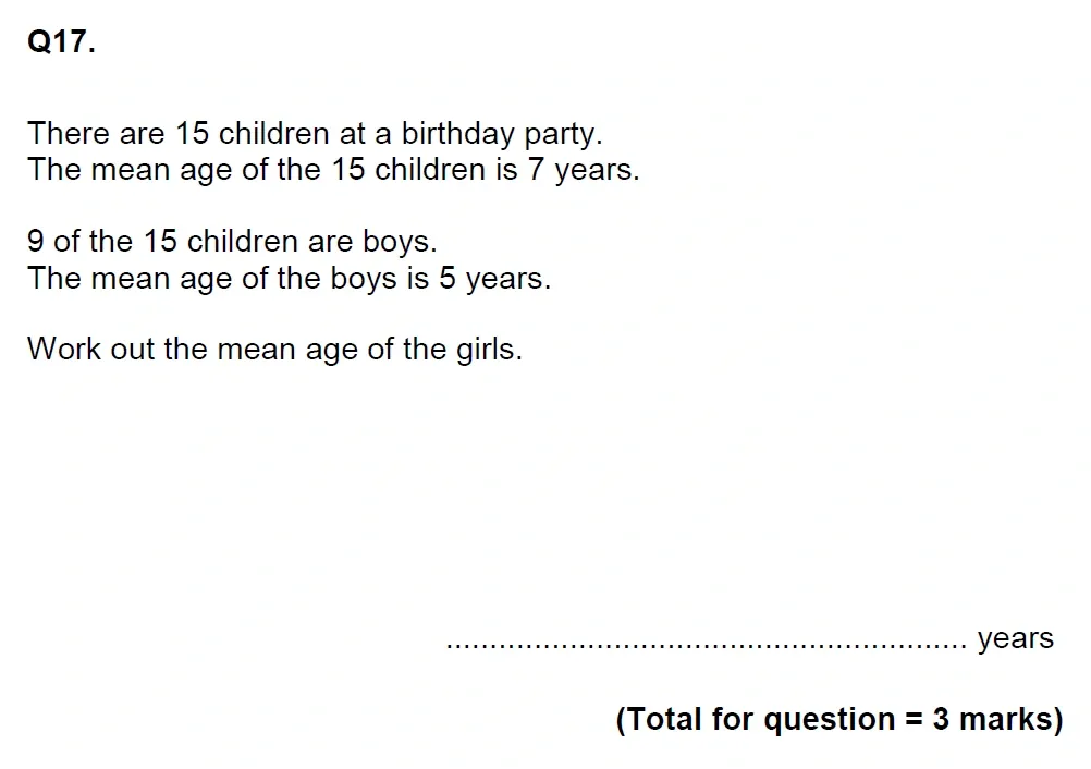 Question 17 - EPSOM College Year 9 Maths Specimen Paper