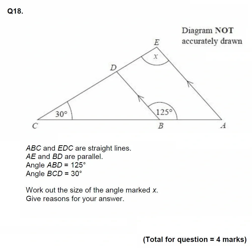 Question 18 - EPSOM College Year 9 Maths Specimen Paper