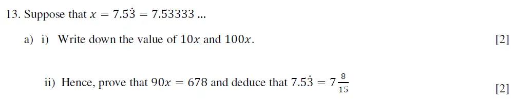 Question 13(13(a)(i),13(a)(ii)) - Eton College King’s - 13 Plus Maths Scholarship A 2021