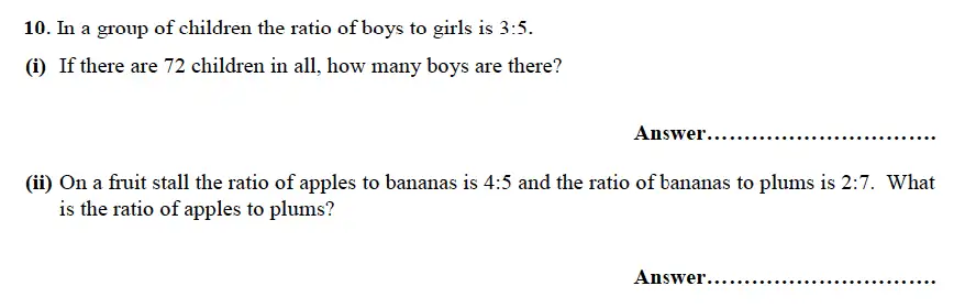 Question 10(10(i),10(ii)) - Forest School – 13 Plus Maths Sample Paper 1 2023