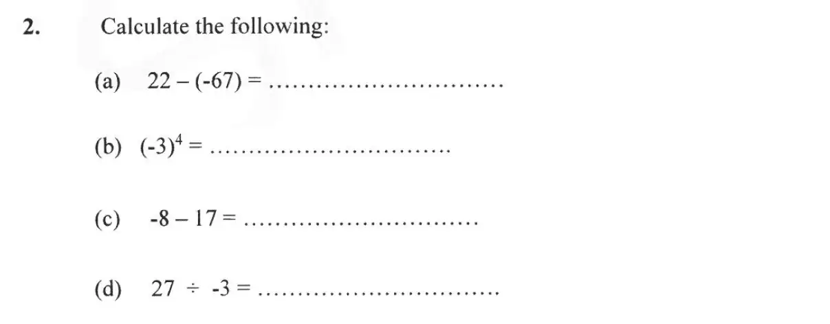 Question 2(a,b,c,d) - Forest School – 13 Plus Maths Sample Paper 2 2023