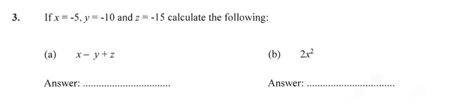 Question 3(a,b) - Forest School – 13 Plus Maths Sample Paper 2 2023