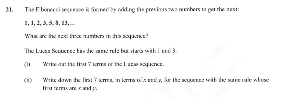 Question 21(21(a),21(b)(i),21(b)(ii)) - Forest School – 13 Plus Maths Sample Paper 2 2023