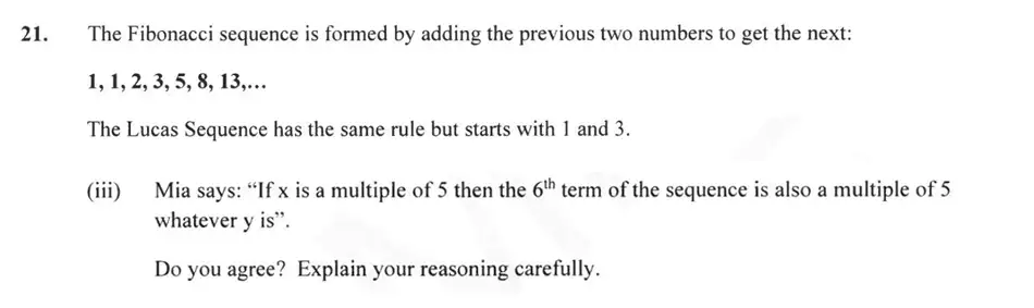 Question 21(21(iii)) - Forest School – 13 Plus Maths Sample Paper 2 2023