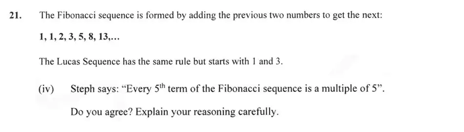 Question 21(21(iv)) - Forest School – 13 Plus Maths Sample Paper 2 2023