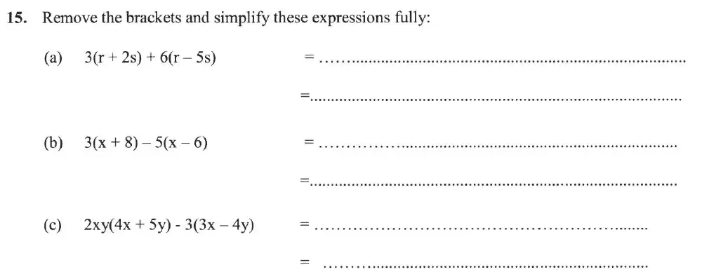 Question 15(15(a),15(b),15(c)) - Forest School - 13 Plus Sample Maths Sample Paper 2023