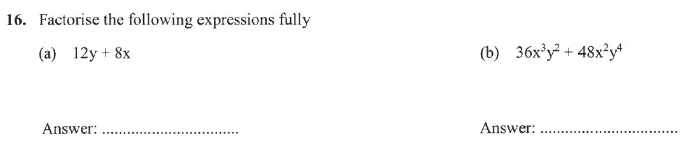 Question 16(16(a),16(b)) - Forest School - 13 Plus Sample Maths Sample Paper 2023
