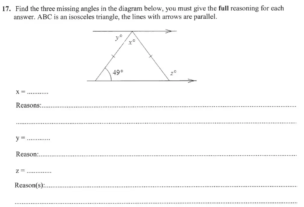 Question 17(17(a),17(b),17(c)) - Forest School - 13 Plus Sample Maths Sample Paper 2023