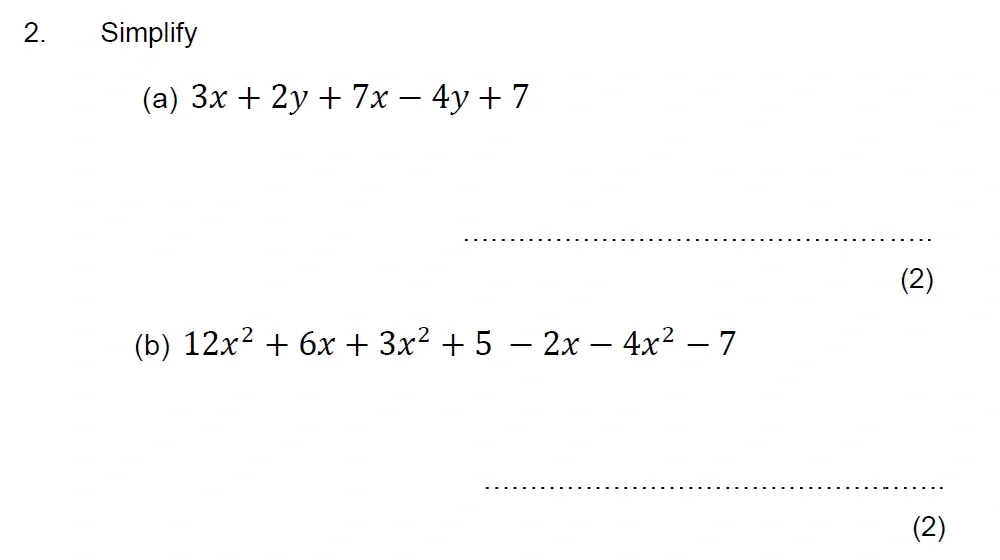 Question 02(a, b) - The Grammar School at Leeds Year 9 Entrance Maths Sample Paper