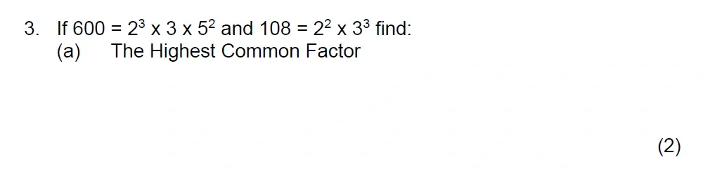 Question 03(a) - The Grammar School at Leeds Year 9 Entrance Maths Sample Paper