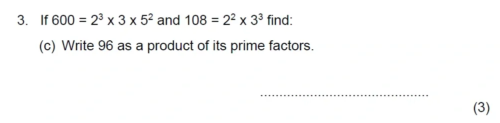 Question 03(c) - The Grammar School at Leeds Year 9 Entrance Maths Sample Paper