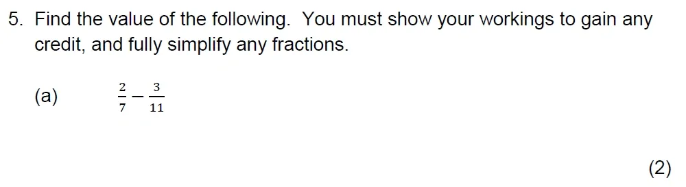 Question 05(a) - The Grammar School at Leeds Year 9 Entrance Maths Sample Paper 2026