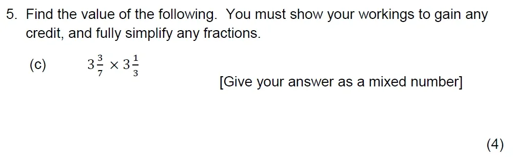 Question 05(c) - The Grammar School at Leeds Year 9 Entrance Maths Sample Paper