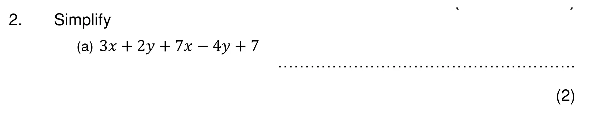 Question 2(a) - The Grammar School at Leeds Year 9 Entrance Maths Sample Paper 2026