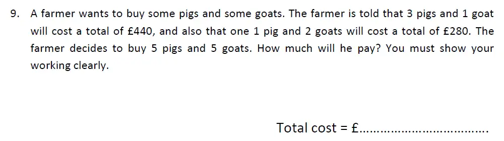 Question 9 - Haberdashers’ Aske’s Boys’ School – 13 Plus Maths Entrance Exam 2014