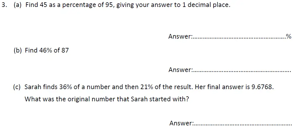 Question 3(a,b,c) - Haberdashers’ Aske’s Boys’ School – 13 Plus Maths Entrance Exam Paper 2 – 2012