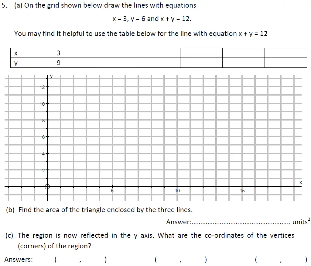 Question 5(a,b,c) - Haberdashers’ Aske’s Boys’ School – 13 Plus Maths Entrance Exam Paper 2 – 2012