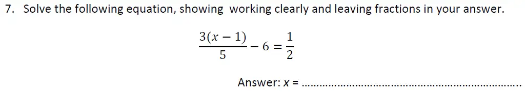 Question 7 - Haberdashers’ Aske’s Boys’ School – 13 Plus Maths Entrance Exam Paper 2 – 2012