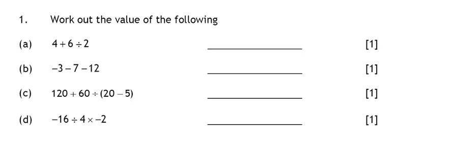 Question 1(a,b,c,d) - Haberdashers’ Aske’s Boys’ School (HABS) – 13 Plus Maths 2016