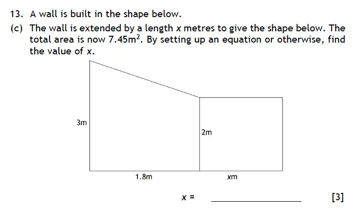 Question 13(c) - Haberdashers’ Aske’s Boys’ School (HABS) – 13 Plus Maths Entrance Exam 2015