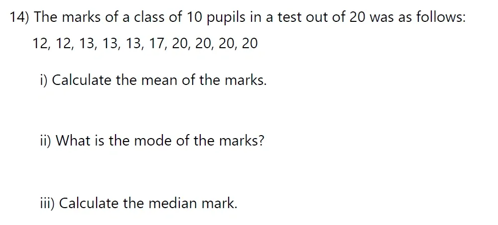 Question 14(i, ii, iii) - Hereford Cathedral School 13 Plus Maths Entrance Sample Paper 2026