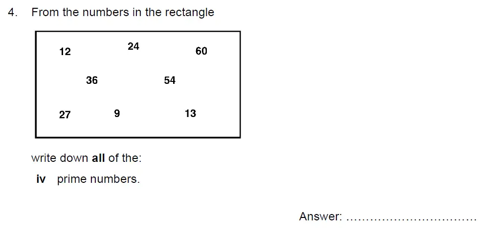 Question 4(iv) - Kent College - 13 Plus Maths Sample Paper 2 2023