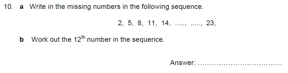 Question 10(10(a),10(b)) - Kent College - 13 Plus Maths Sample Paper 2 2023