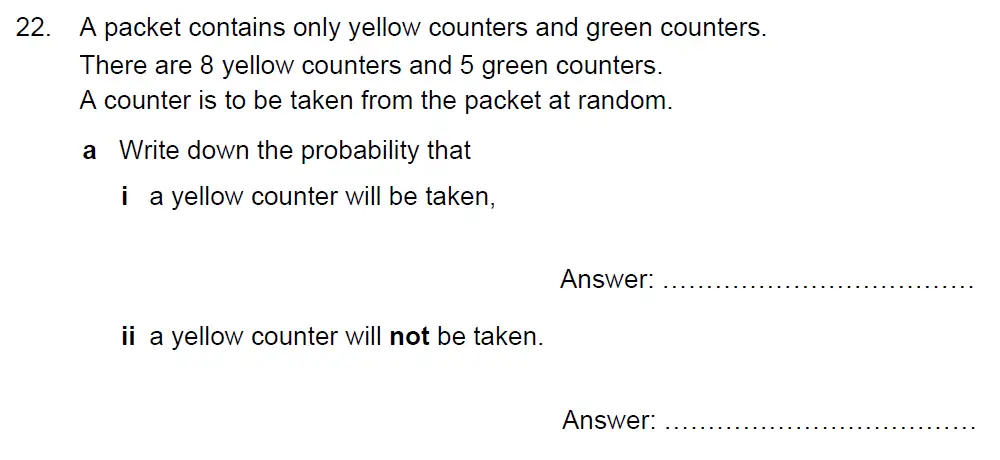 Question 22(22(a)(i),22(a)(ii)) - Kent College - 13 Plus Maths Sample Paper 2 2023