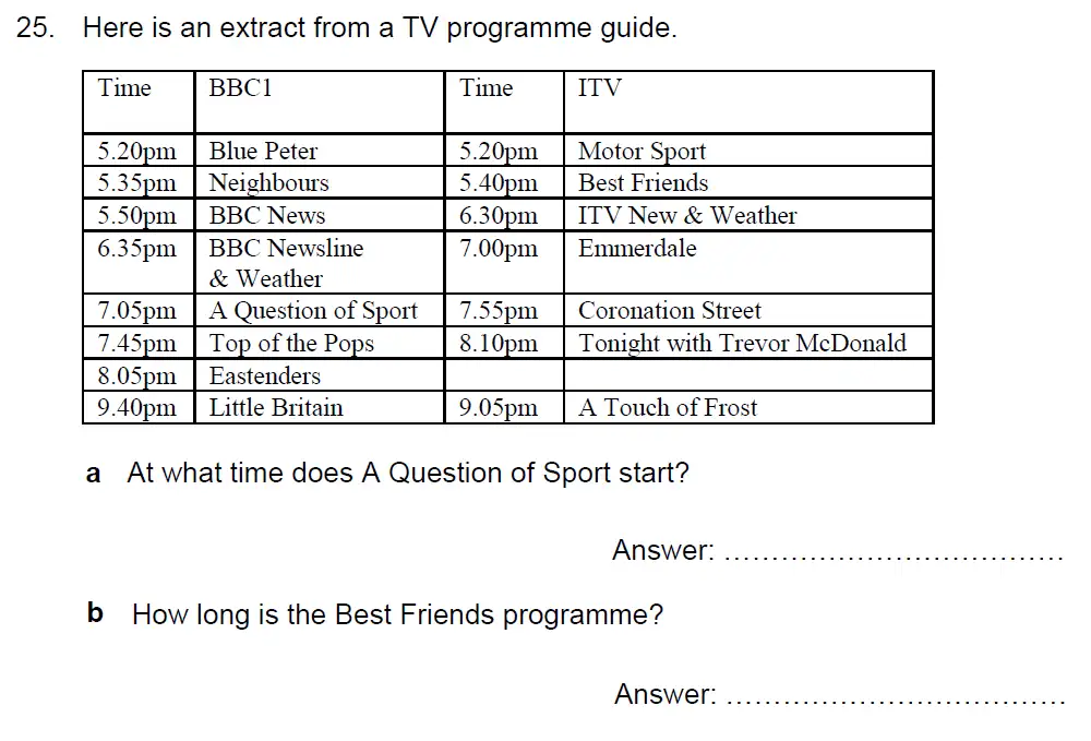 Question 25(25(a),25(b)) - Kent College - 13 Plus Maths Sample Paper 2 2023