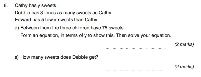 Question 6(d,e) - King’s College Junior School – 13 Plus Maths Calculator Paper 1 2023