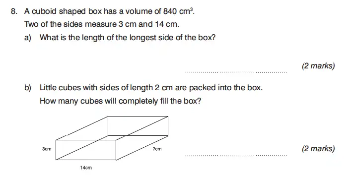 Question 8(a,b) - King’s College Junior School – 13 Plus Maths Non-Calculator Paper 2 2023