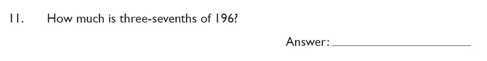 Question 11 - King’s College School – Mathematics Section A 11+ & Pre-test Specimen paper for 2020