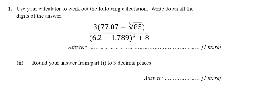 Question 1(i,1(ii)) - Merchant Taylors’ School – 13 Plus Maths Entrance Exam 2017
