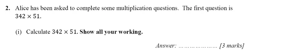 Question 2(i) - Merchant Taylors’ School – 13 Plus Maths Entrance Exam 2017