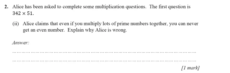 Question 2(ii) - Merchant Taylors’ School – 13 Plus Maths Entrance Exam 2017
