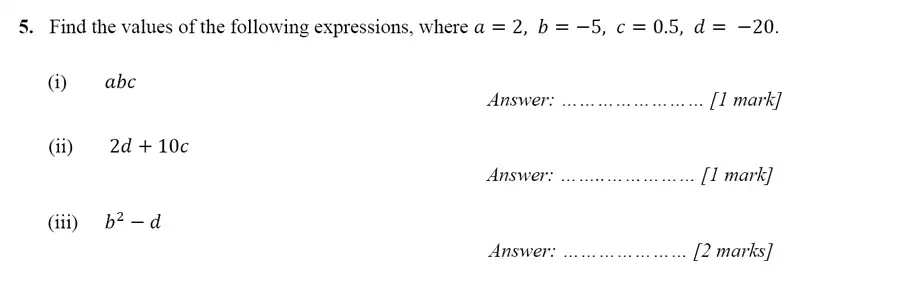Question 5(i,5(ii),5(iii)) - Merchant Taylors’ School – 13 Plus Maths Entrance Exam 2017