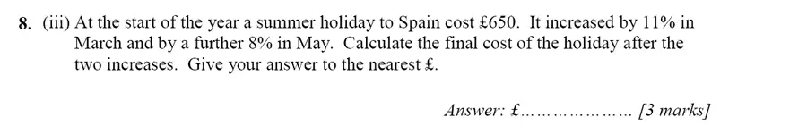 Question 8(iii) - Merchant Taylors’ School – 13 Plus Maths Entrance Exam 2017