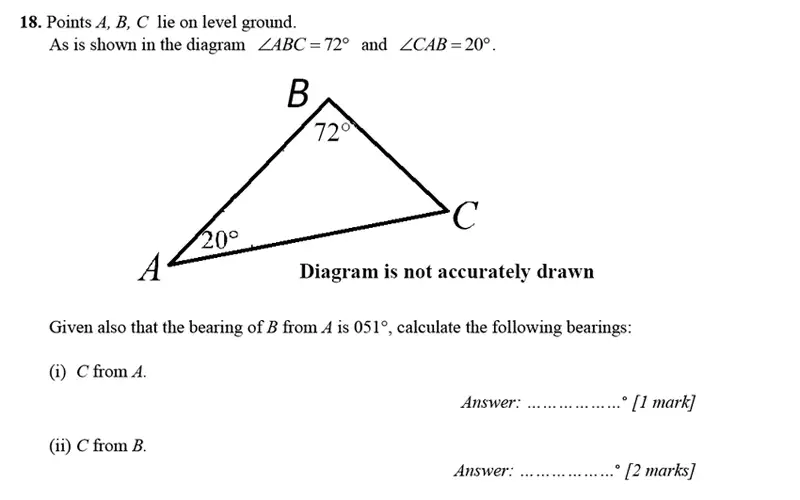 Question 18(18(i),18(ii)) - Merchant Taylors’ School – 13 Plus Maths Entrance Exam 2017