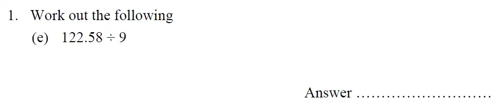 Question 1(e) - Oundle School – 13 Plus Maths Entrance Exam 2014