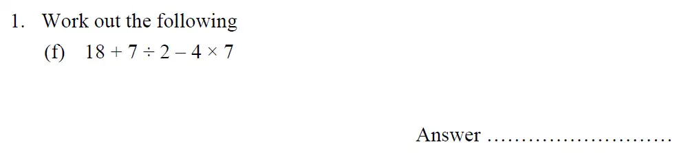 Question 1(f) - Oundle School – 13 Plus Maths Entrance Exam 2014