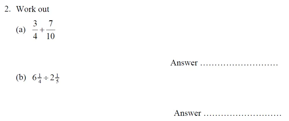 Question 2(a,b) - Oundle School – 13 Plus Maths Entrance Exam 2014