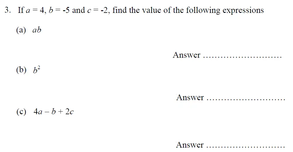 Question 3(a,b,c) - Oundle School – 13 Plus Maths Entrance Exam 2014