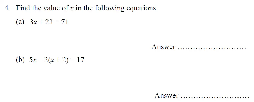 Question 4(a,b) - Oundle School – 13 Plus Maths Entrance Exam 2014