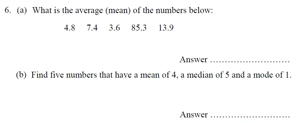 Question 6(a,b) - Oundle School – 13 Plus Maths Entrance Exam 2014