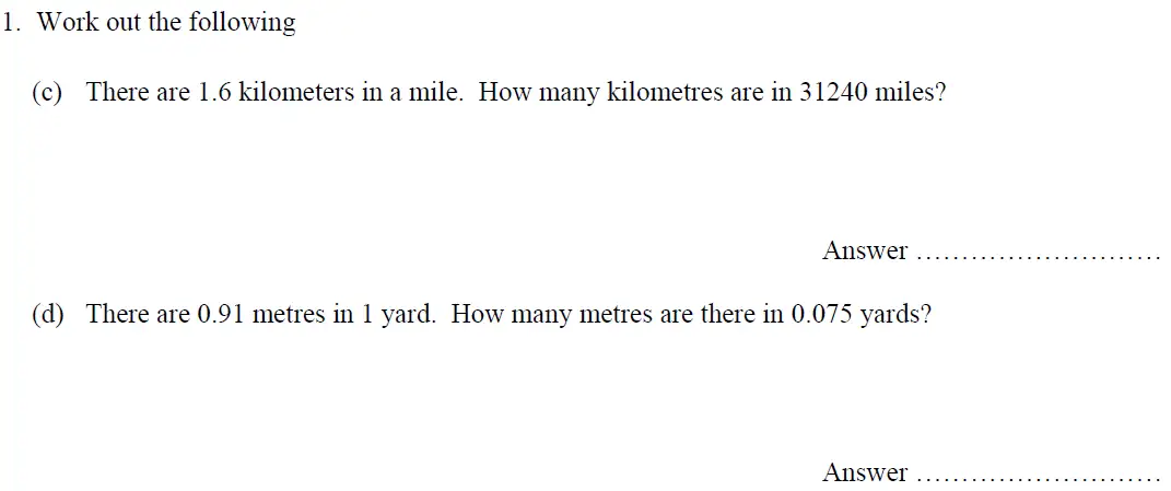 Question 1(c,d) - Oundle School – 13 Plus Maths Entrance Exam 2016
