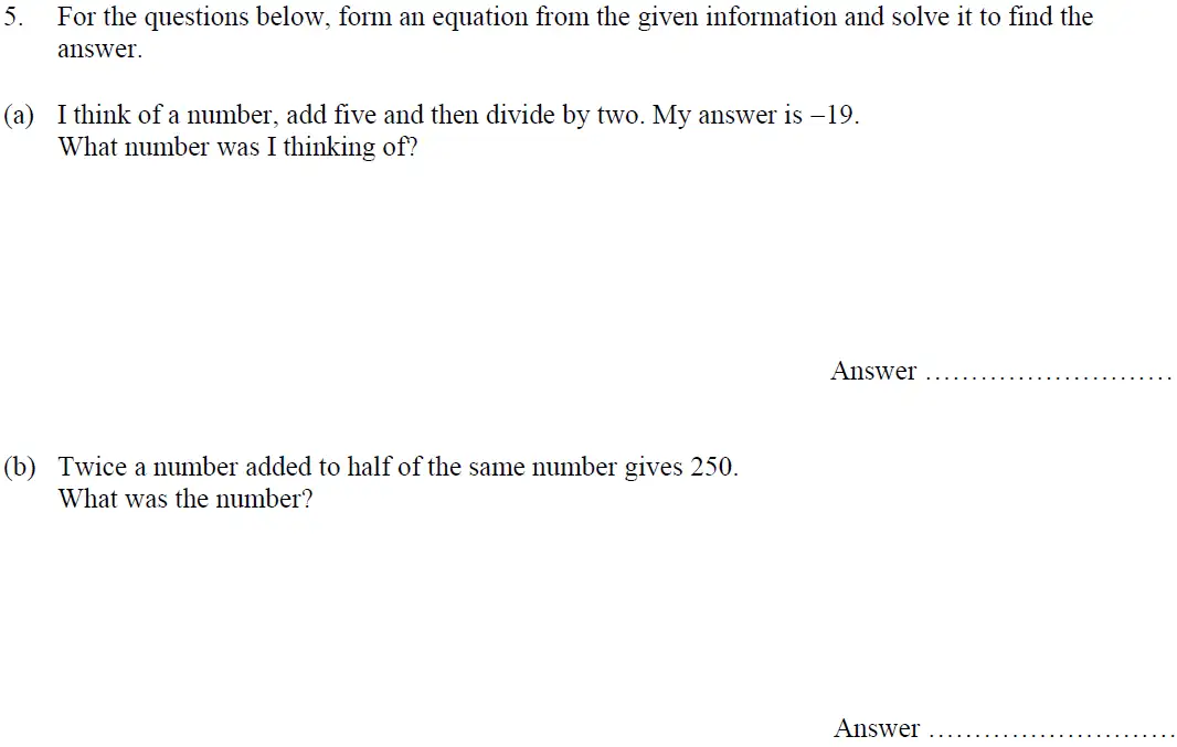 Question 5(a,b) - Oundle School – 13 Plus Maths Entrance Exam 2016