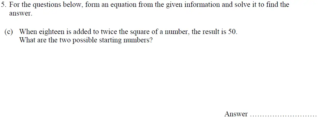 Question 5(c) - Oundle School – 13 Plus Maths Entrance Exam 2016