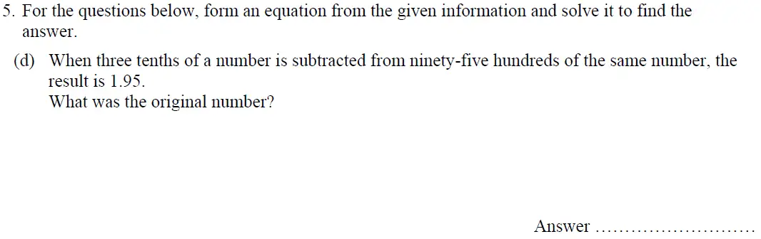 Question 5(d) - Oundle School – 13 Plus Maths Entrance Exam 2016